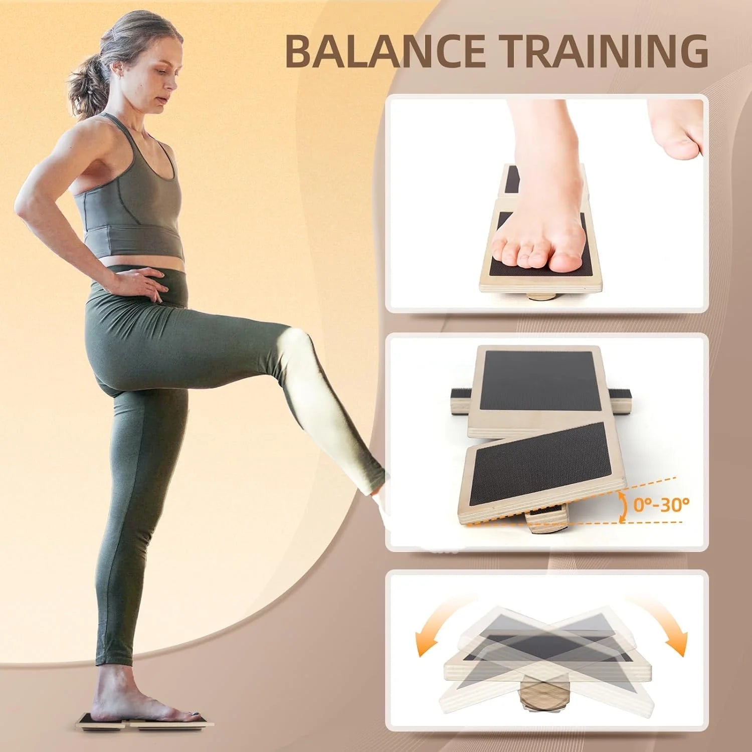 Ankle Strengthener Exerciser for Sprained, Single Foot Balance Board, Non-Slip Wood Wobble Board., BLACK - FitHealthHavenFitHealthHavenFitHealthHaven<none>Ankle Strengthener Exerciser for Sprained, Single Foot Balance Board, Non-Slip Wood Wobble Board., BLACK