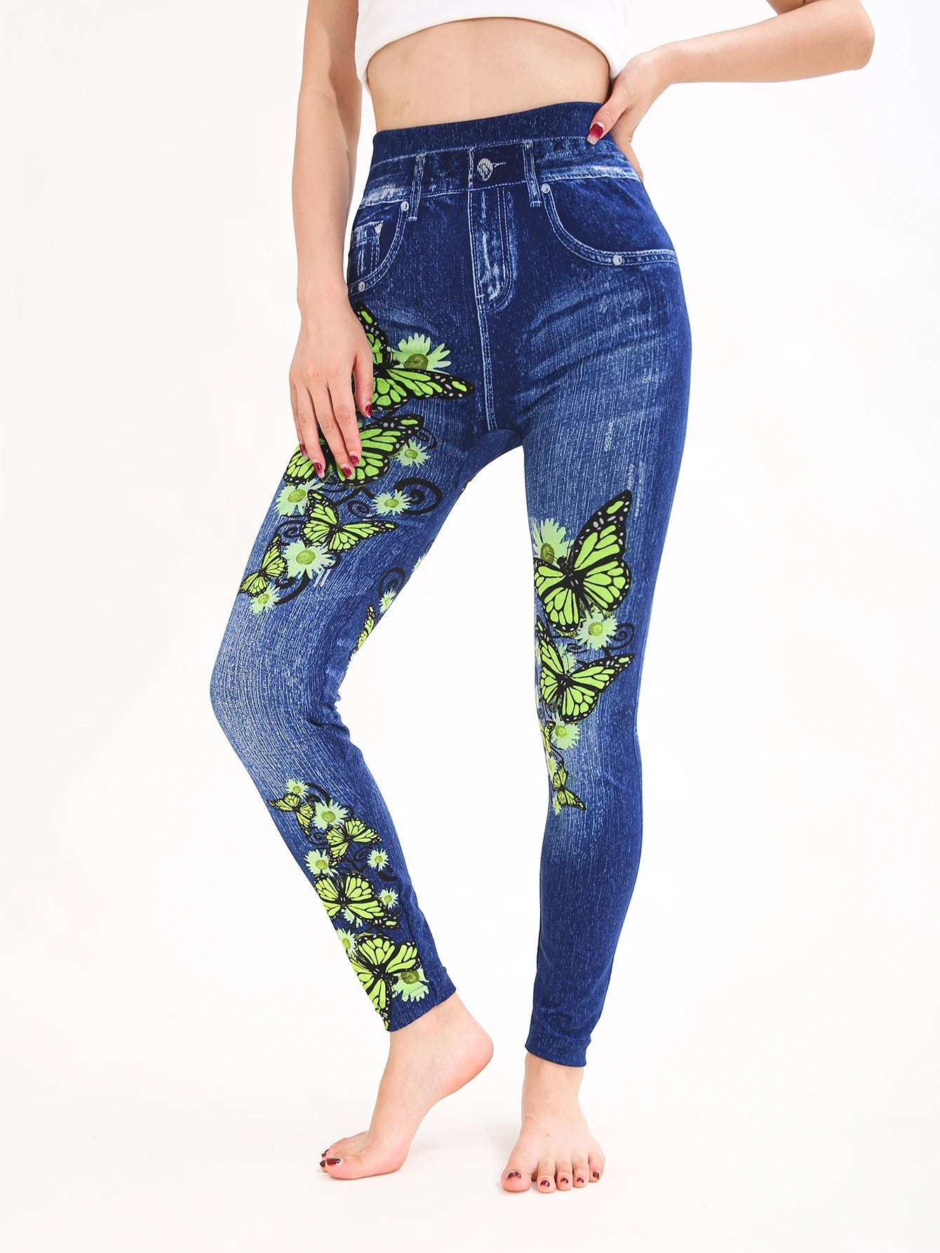 Autumn Winter 1PACK Women's Imitation Cowboy Green Butterfly Sexy Tight Legging Casual Sports Elegant Fitness Yoga Pants - FitHealthHavenFitHealthHavenFitHealthHaven14:173Blue;5:100014065BlueXLAutumn Winter 1PACK Women's Imitation Cowboy Green Butterfly Sexy Tight Legging Casual Sports Elegant Fitness Yoga Pants