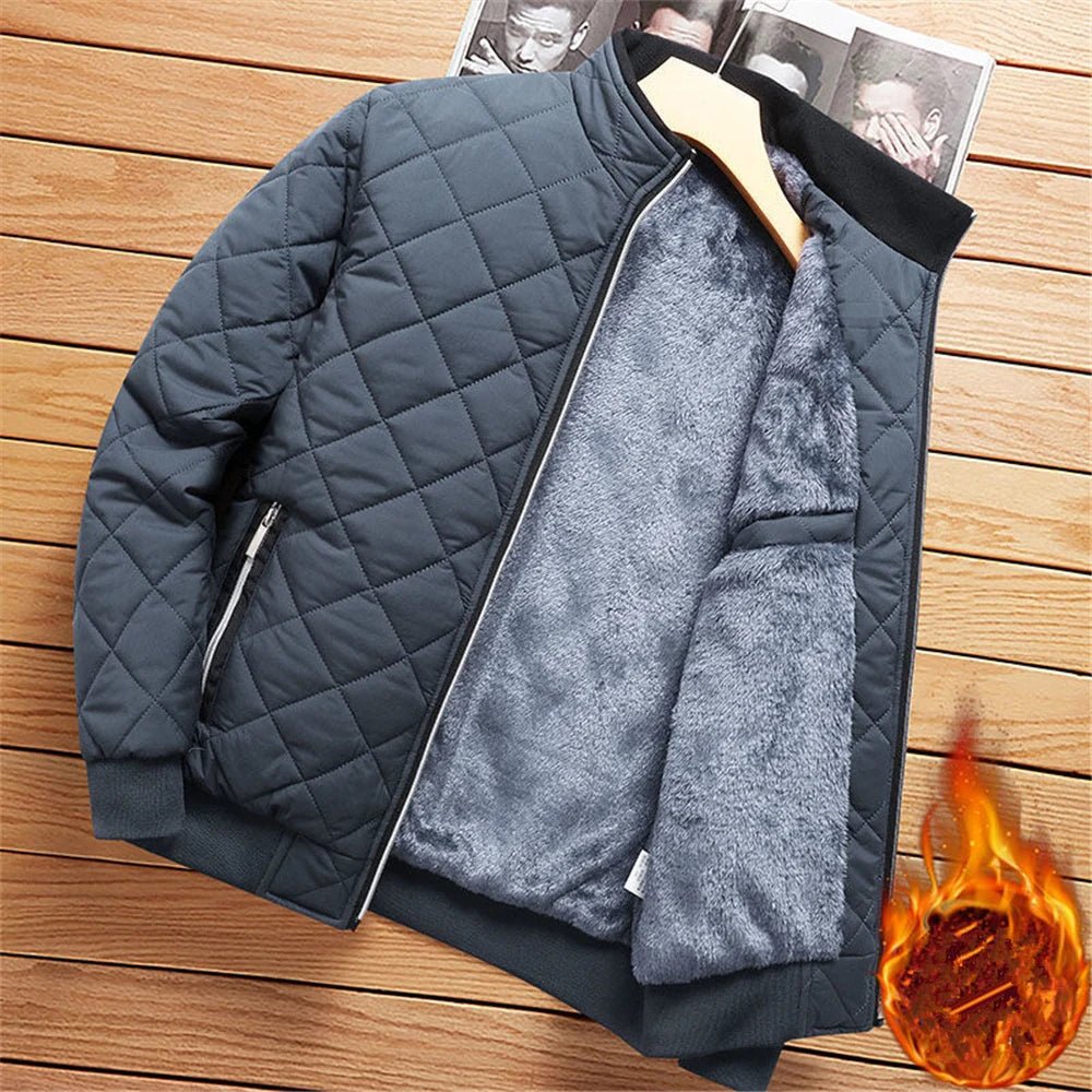 Autumn Winter Bomber Jacket Men Diamond Pattern Fleece Lined Casual Jacket Men Fashion Clothing 2023 Brand New Slim Fit Coat - FitHealthHavenFitHealthHavenFitHealthHaven14:691Grey;5:4183XXXL (Asian Size)GreyXXXL (Asian Size)Autumn Winter Bomber Jacket Men Diamond Pattern Fleece Lined Casual Jacket Men Fashion Clothing 2023 Brand New Slim Fit Coat