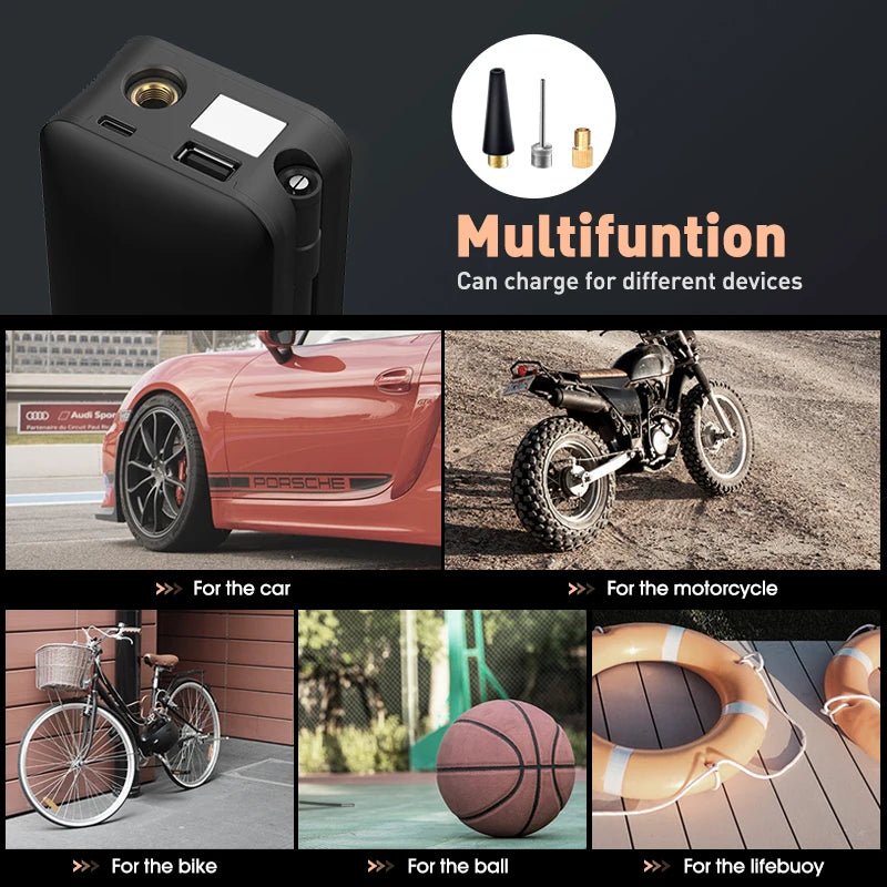 CARSUN Rechargeable Air Pump Tire Inflator Portable Compressor Digital Cordless Car Tyre Inflator For Motocycle Bicycle Balls - FitHealthHavenFitHealthHavenFitHealthHaven14:193BlackBlackCARSUN Rechargeable Air Pump Tire Inflator Portable Compressor Digital Cordless Car Tyre Inflator For Motocycle Bicycle Balls