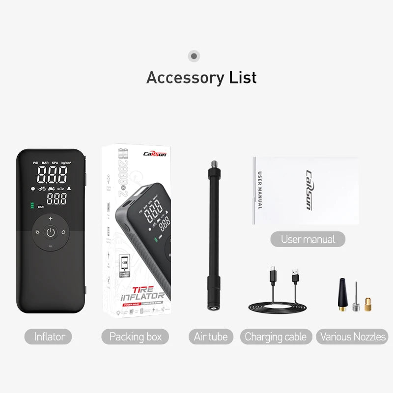 CARSUN Rechargeable Air Pump Tire Inflator Portable Compressor Digital Cordless Car Tyre Inflator For Motocycle Bicycle Balls - FitHealthHavenFitHealthHavenFitHealthHaven14:193BlackBlackCARSUN Rechargeable Air Pump Tire Inflator Portable Compressor Digital Cordless Car Tyre Inflator For Motocycle Bicycle Balls