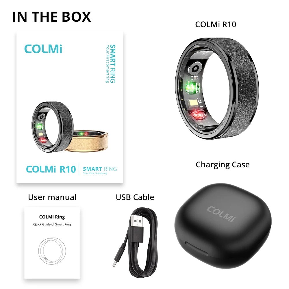 COLMI R10 Smart Ring with Charging Case for Men Women, Health and Sleep Monitor, 5ATM Waterproof, Multi-sport Mode - FitHealthHavenFitHealthHavenFitHealthHaven14:350850;200000369:699Gold8COLMI R10 Smart Ring with Charging Case for Men Women, Health and Sleep Monitor, 5ATM Waterproof, Multi-sport Mode