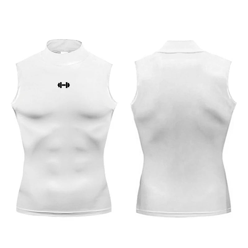 Compression Shirt Men Summer Sportswear Running Vest Elastic Quick Dry Sport Sleeveless Tops Tee Turtleneck Gym Workout Tank Top - FitHealthHavenFitHealthHavenFitHealthHaven14:29White;5:361385WhiteLCompression Shirt Men Summer Sportswear Running Vest Elastic Quick Dry Sport Sleeveless Tops Tee Turtleneck Gym Workout Tank Top