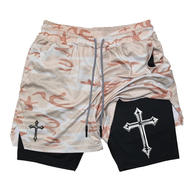 Cross Print 2 in 1 Workout Running Shorts for Men Christian Gym Athletic Shorts with Compression Liner Phone Pocket Towel Loop - FitHealthHavenFitHealthHavenFitHealthHaven14:496;5:4183PURPLEXXXLCross Print 2 in 1 Workout Running Shorts for Men Christian Gym Athletic Shorts with Compression Liner Phone Pocket Towel Loop