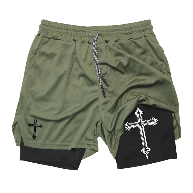 Cross Print 2 in 1 Workout Running Shorts for Men Christian Gym Athletic Shorts with Compression Liner Phone Pocket Towel Loop - FitHealthHavenFitHealthHavenFitHealthHaven14:691;5:4183GRAYXXXLCross Print 2 in 1 Workout Running Shorts for Men Christian Gym Athletic Shorts with Compression Liner Phone Pocket Towel Loop