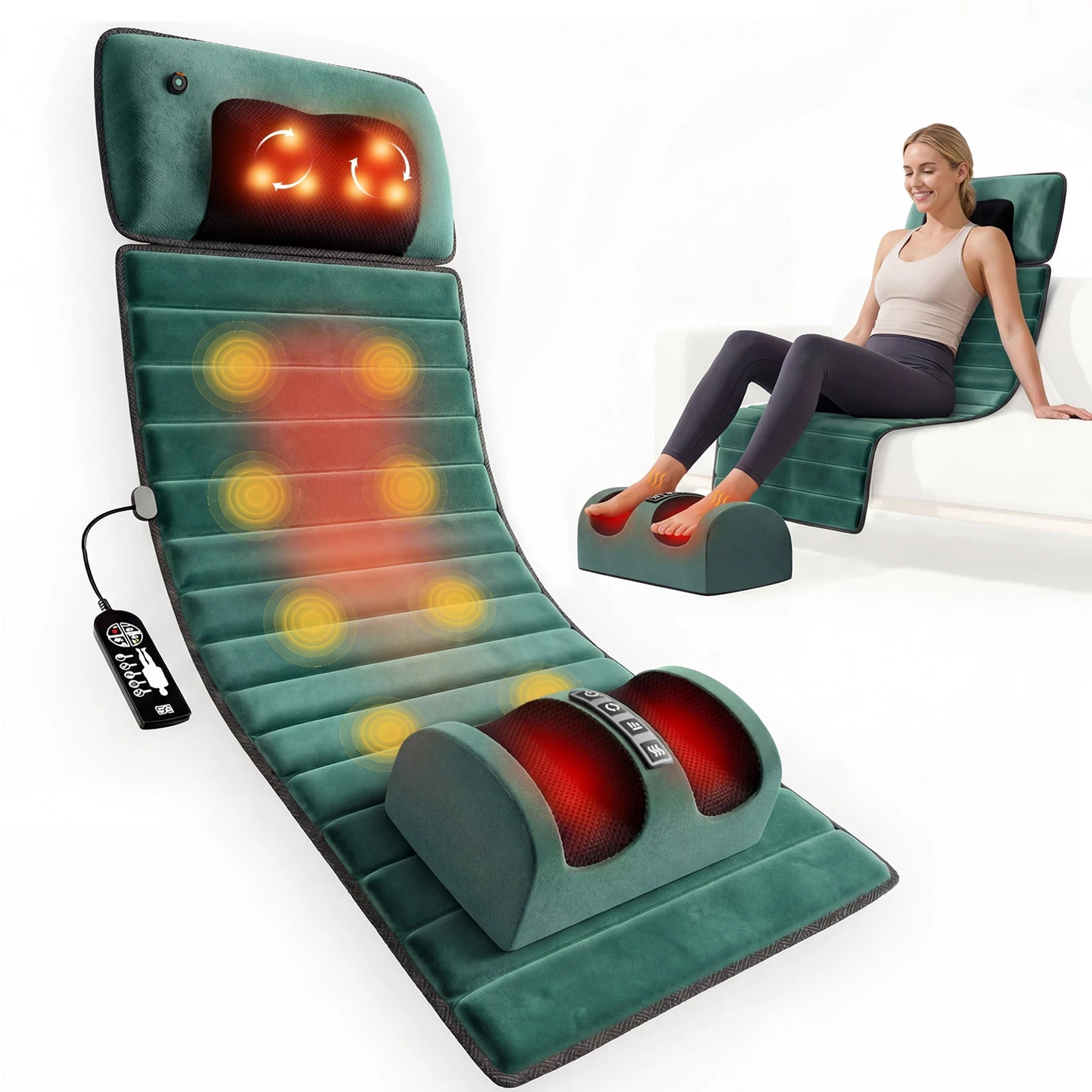 Deep Tissue Full Body Massage Mat, Massager Whole Body Vibration Massage Pad for Back Neck Lumbar Leg, Portable Massage Machine, 10 Vibrating Motors Detachable Massage Pad, Back Pain Relief Muscle Relaxation for Home Office B - FitHealthHavenFitHealthHavenFitHealthHaven14:-2;200007763:201336106;200009209:201898808With FootUS PlugUnited StatesDeep Tissue Full Body Massage Mat, Massager Whole Body Vibration Massage Pad for Back Neck Lumbar Leg, Portable Massage Machine, 10 Vibrating Motors Detacha