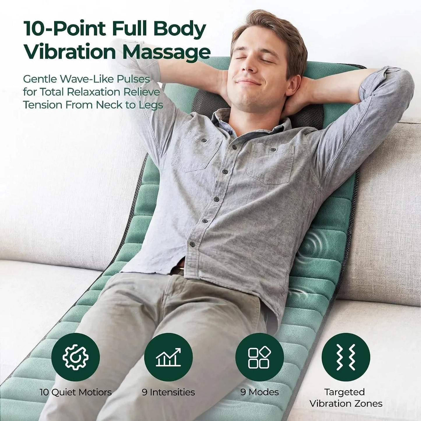 Deep Tissue Full Body Massage Mat, Massager Whole Body Vibration Massage Pad for Back Neck Lumbar Leg, Portable Massage Machine, 10 Vibrating Motors Detachable Massage Pad, Back Pain Relief Muscle Relaxation for Home Office B - FitHealthHavenFitHealthHavenFitHealthHaven14:-2;200007763:201336106;200009209:201898808With FootUS PlugUnited StatesDeep Tissue Full Body Massage Mat, Massager Whole Body Vibration Massage Pad for Back Neck Lumbar Leg, Portable Massage Machine, 10 Vibrating Motors Detacha