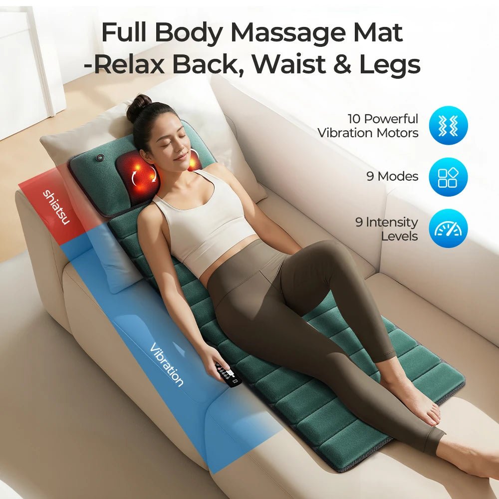 Deep Tissue Full Body Massage Mat, Massager Whole Body Vibration Massage Pad for Back Neck Lumbar Leg, Portable Massage Machine, 10 Vibrating Motors Detachable Massage Pad, Back Pain Relief Muscle Relaxation for Home Office B - FitHealthHavenFitHealthHavenFitHealthHaven14:-2;200007763:201336106;200009209:201898808With FootUS PlugUnited StatesDeep Tissue Full Body Massage Mat, Massager Whole Body Vibration Massage Pad for Back Neck Lumbar Leg, Portable Massage Machine, 10 Vibrating Motors Detacha