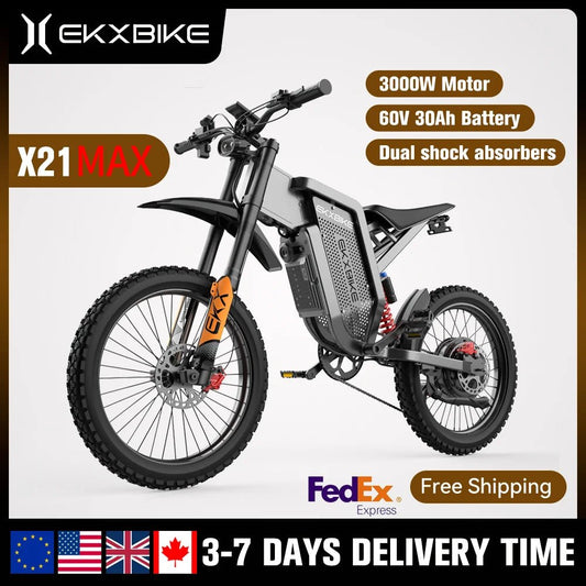 EKX X21 Max Electric Motorcycles 6000W Brushless Gearless Motors 60V30AH Lithium Battery Speed 85Kmh Adult Off Road MTB Ebike - FitHealthHavenFitHealthHavenFitHealthHaven14:29X21 Max;200007763:201336100;235980422:10001042185kmh;5:20001180160V30AHX21 Max60V30AHCHINA|85kmhEKX X21 Max Electric Motorcycles 6000W Brushless Gearless Motors 60V30AH Lithium Battery Speed 85Kmh Adult Off Road MTB Ebike