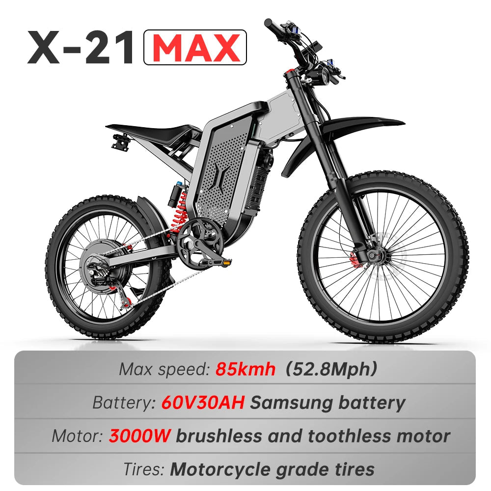 EKX X21 Max Electric Motorcycles 6000W Brushless Gearless Motors 60V30AH Lithium Battery Speed 85Kmh Adult Off Road MTB Ebike - FitHealthHavenFitHealthHavenFitHealthHaven14:29X21 Max;200007763:201336100;235980422:10001042185kmh;5:20001180160V30AHX21 Max60V30AHCHINA|85kmhEKX X21 Max Electric Motorcycles 6000W Brushless Gearless Motors 60V30AH Lithium Battery Speed 85Kmh Adult Off Road MTB Ebike