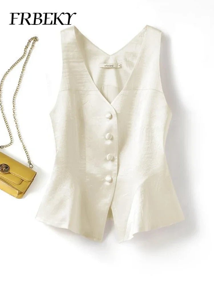 Elegant Vests for Women Autumn Solid Color Vest Undershirt Sleeveless V-neck Suit Shoulder Tops Streetwear Jacket Female Tanks - FitHealthHavenFitHealthHavenFitHealthHaven14:193;5:361386blackMElegant Vests for Women Autumn Solid Color Vest Undershirt Sleeveless V-neck Suit Shoulder Tops Streetwear Jacket Female Tanks