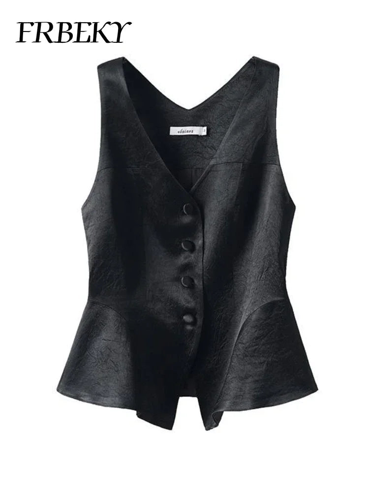 Elegant Vests for Women Autumn Solid Color Vest Undershirt Sleeveless V-neck Suit Shoulder Tops Streetwear Jacket Female Tanks - FitHealthHavenFitHealthHavenFitHealthHaven14:193;5:361386blackMElegant Vests for Women Autumn Solid Color Vest Undershirt Sleeveless V-neck Suit Shoulder Tops Streetwear Jacket Female Tanks