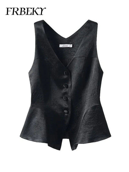 Elegant Vests for Women Autumn Solid Color Vest Undershirt Sleeveless V-neck Suit Shoulder Tops Streetwear Jacket Female Tanks - FitHealthHavenFitHealthHavenFitHealthHaven14:193;5:361386blackMElegant Vests for Women Autumn Solid Color Vest Undershirt Sleeveless V-neck Suit Shoulder Tops Streetwear Jacket Female Tanks