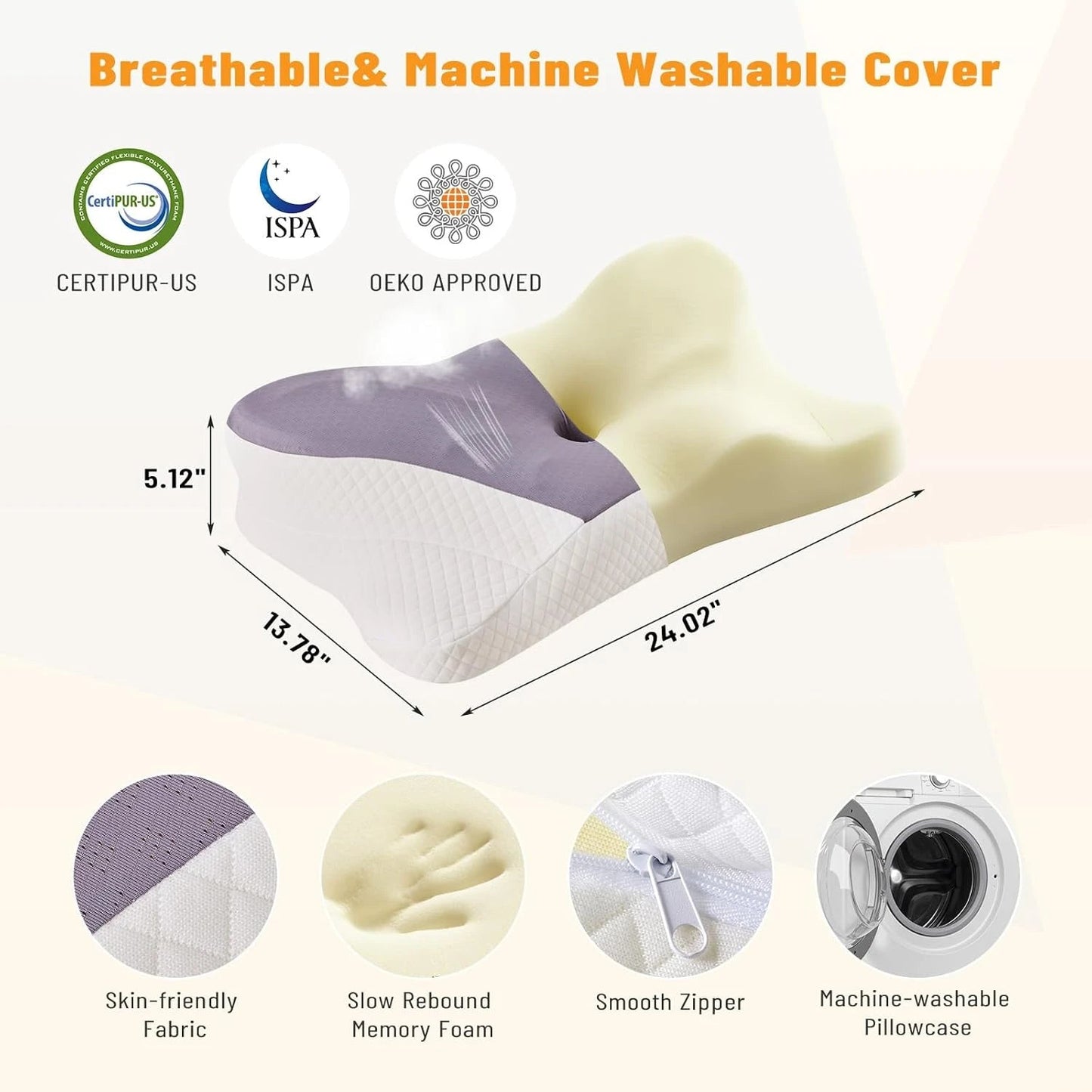 Ergonomic Cervical Pillow Featuring Slow Rebound Support, Breathable Cooling Fabric, And a Machine Washable Cover, Suitable for Side, Back, And Stomach Sleepers, Providing Gentle Cervical Comfort, Making It a Perfect Gift for - FitHealthHavenFitHealthHavenFitHealthHaven14:203008806;200007763:201336106Milky WhiteUnited StatesErgonomic Cervical Pillow Featuring Slow Rebound Support, Breathable Cooling Fabric, And a Machine Washable Cover, Suitable for Side, Back, And Stomach Sleepers, Providing Ge