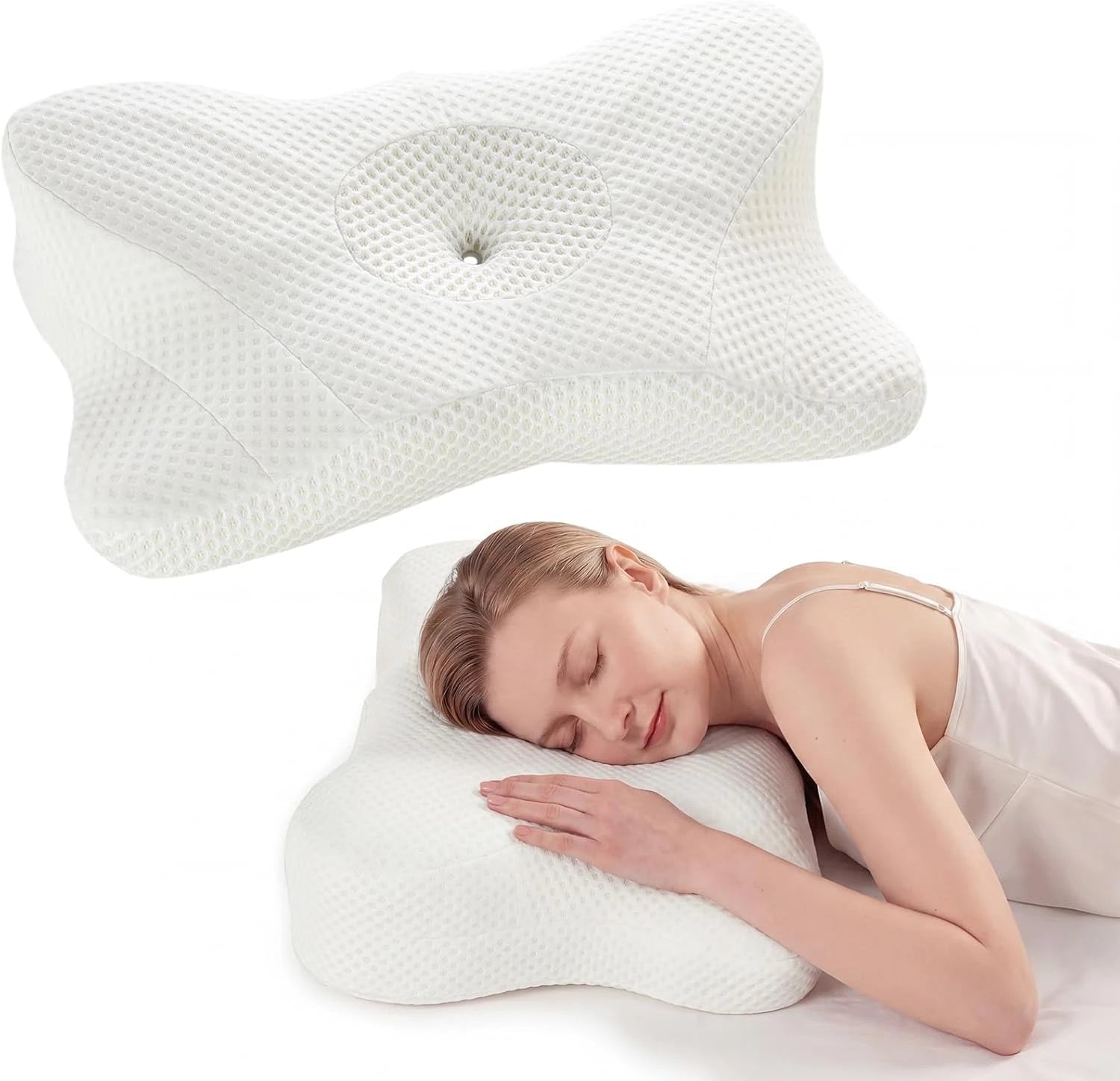 Ergonomic Cervical Pillow Featuring Slow Rebound Support, Breathable Cooling Fabric, And a Machine Washable Cover, Suitable for Side, Back, And Stomach Sleepers, Providing Gentle Cervical Comfort, Making It a Perfect Gift for - FitHealthHavenFitHealthHavenFitHealthHaven14:203008806;200007763:201336106Milky WhiteUnited StatesErgonomic Cervical Pillow Featuring Slow Rebound Support, Breathable Cooling Fabric, And a Machine Washable Cover, Suitable for Side, Back, And Stomach Sleepers, Providing Ge