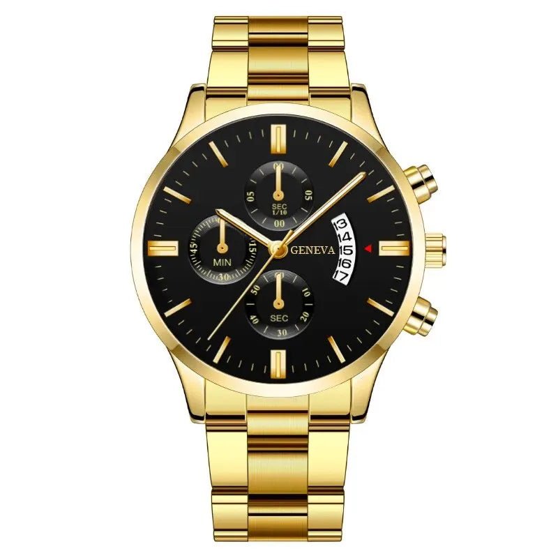 Fashion Mens Watches Luxury Silver Stainless Steel Quartz Wrist Watch Man Business Watch for Men Calendar Clock Reloj Hombre - FitHealthHavenFitHealthHavenFitHealthHaven14:200000080Gold BlackGold BlackFashion Mens Watches Luxury Silver Stainless Steel Quartz Wrist Watch Man Business Watch for Men Calendar Clock Reloj Hombre