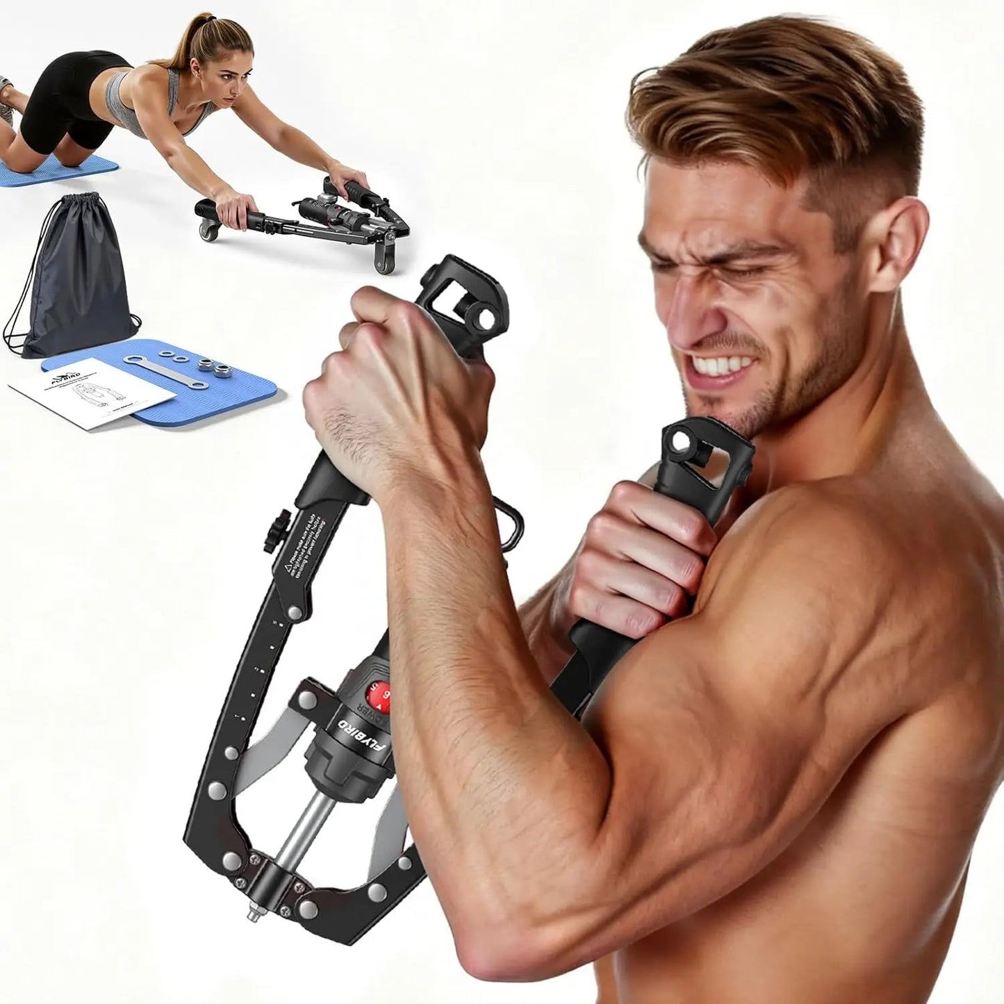 FLYBIRD 3-in-1 Twister Arm Trainer with Ab Roller Wheel, Adjustable 22-440lbs Hydraulic Power Chest, Shoulders, Forearm, Triceps - FitHealthHavenFitHealthHavenFitHealthHaven14:200003699Black;200007763:201336106BlackUnited StatesFLYBIRD 3-in-1 Twister Arm Trainer with Ab Roller Wheel, Adjustable 22-440lbs Hydraulic Power Chest, Shoulders, Forearm, Triceps