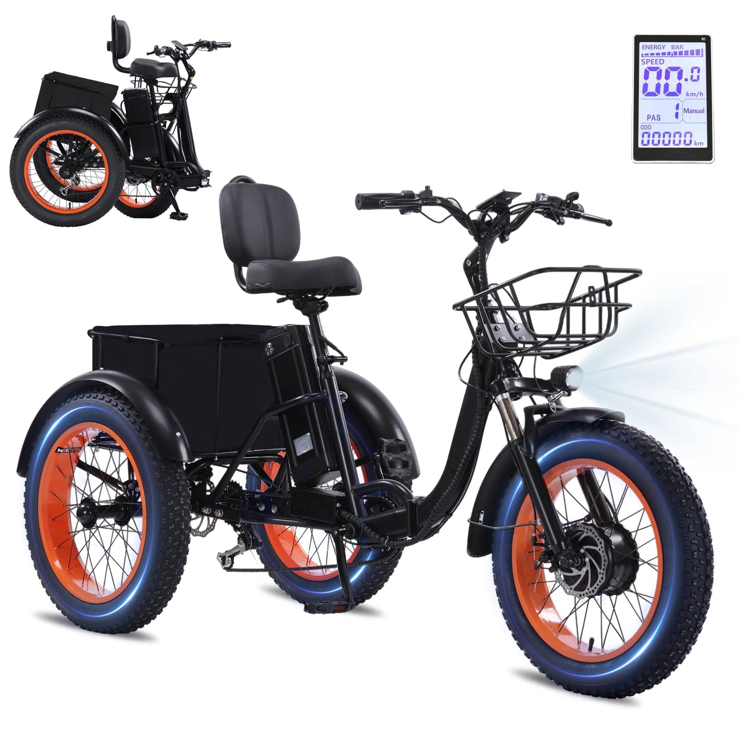 Foldable Electric Tricycle for Seniors | 500W 48V 15Ah Battery 50‑Mile Range | 20"×4" Fat Tires 7‑Speed Shimano 440lbs Cargo for Commuters - FitHealthHavenFitHealthHavenFitHealthHaven14:193;200007763:201336106blackUnited StatesFoldable Electric Tricycle for Seniors | 500W 48V 15Ah Battery 50‑Mile Range | 20"×4" Fat Tires 7‑Speed Shimano 440lbs Cargo for Commuters