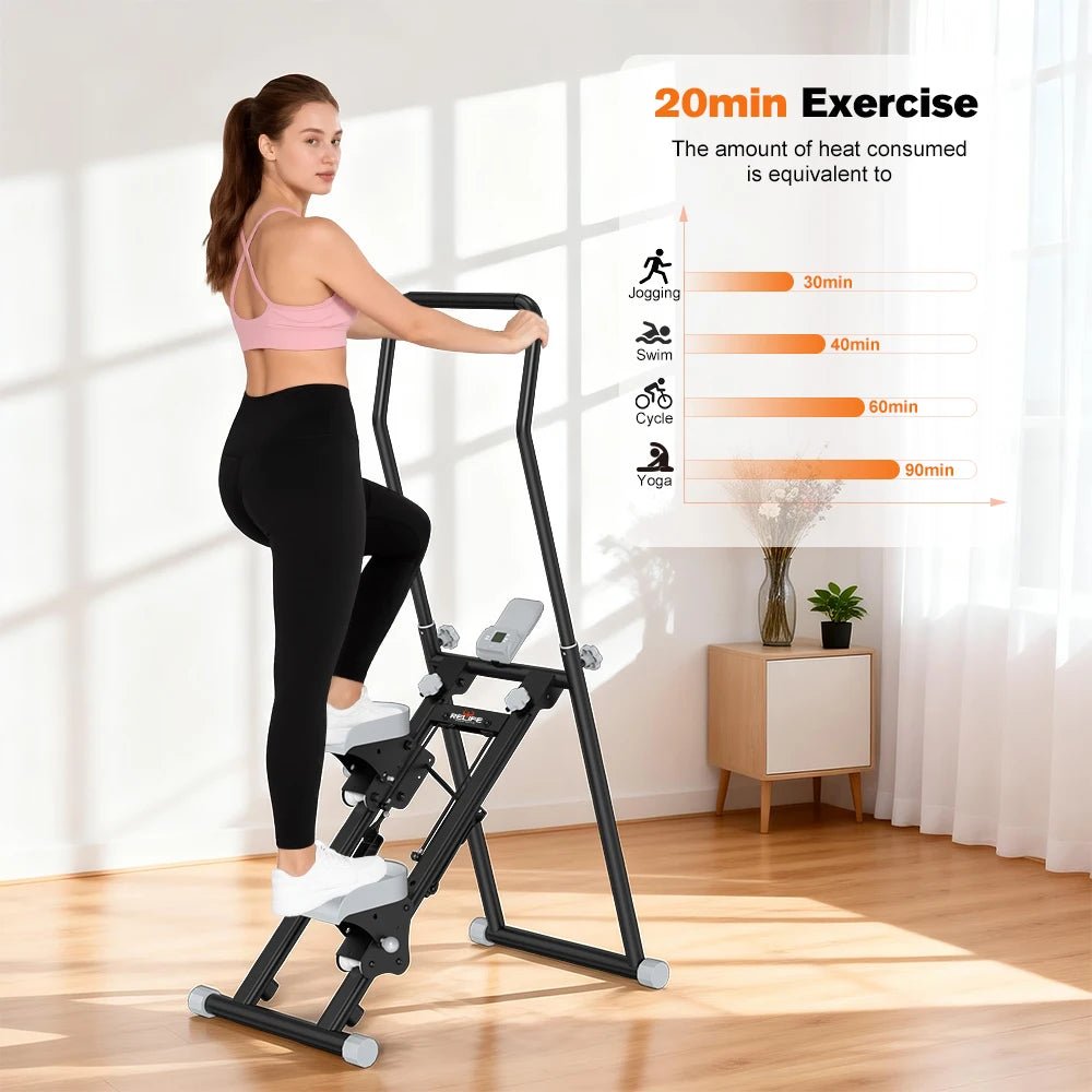 Foldable Stair Stepper for Home Gym, 6-Level Adjustable Handlebar Stair Climber with LCD Monitor, Adjustable Resistance Pedals, - FitHealthHavenFitHealthHavenFitHealthHaven14:193BLACK;200007763:201336106BLACKUnited StatesFoldable Stair Stepper for Home Gym, 6-Level Adjustable Handlebar Stair Climber with LCD Monitor, Adjustable Resistance Pedals,