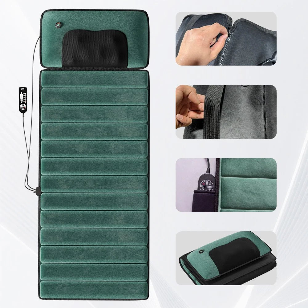 Full Body Massage Mat with Heat, Detachable Massager Pad for Deep Tissue Pain Relief, 10 Vibrating Motors for Relaxation at Home or Office - FitHealthHavenFitHealthHavenFitHealthHaven14:193With Foot Massager;200007763:201336106;400079803:1983473477With Foot MassagerUnited States100V-240V US PlugFull Body Massage Mat with Heat, Detachable Massager Pad for Deep Tissue Pain Relief, 10 Vibrating Motors for Relaxation at Home or Office