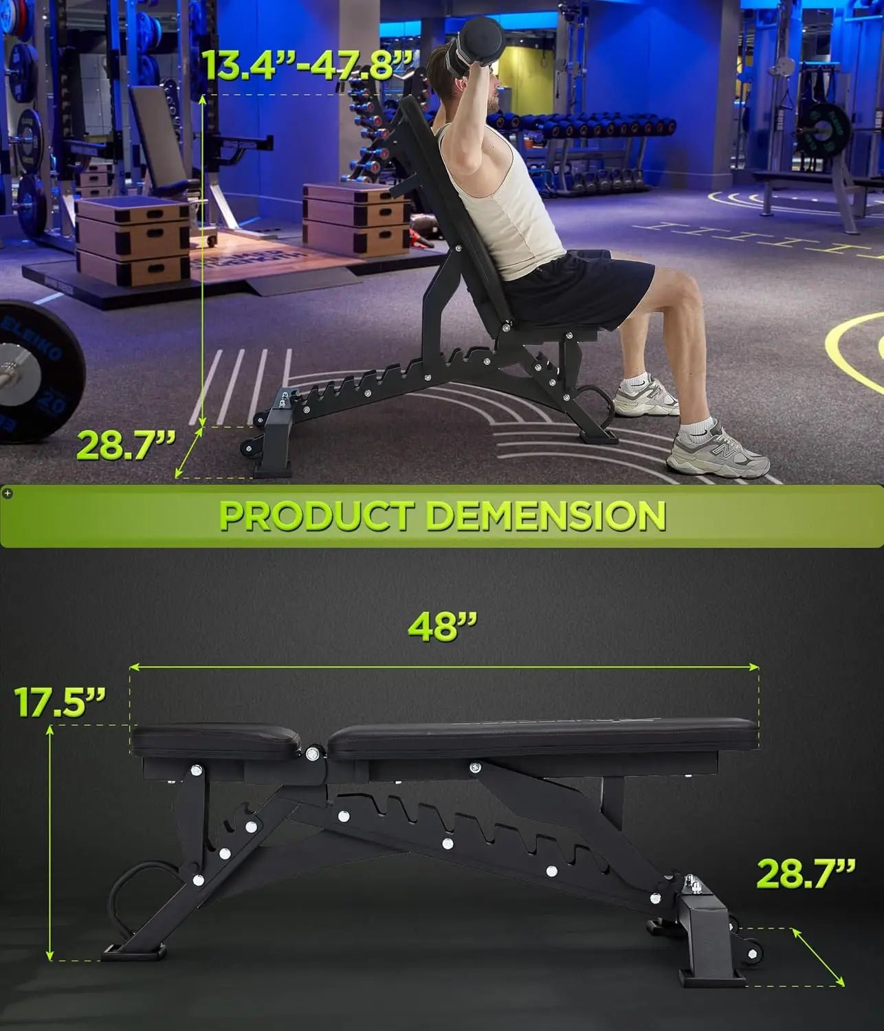 Heavy Duty Weight Bench 1000LB Capacity Adjustable FID Workout Bench Weight Lifting Bench Press for Gym and Home Gym - FitHealthHavenFitHealthHavenFitHealthHaven14:29BLACK;200007763:201336106BLACKUnited StatesHeavy Duty Weight Bench 1000LB Capacity Adjustable FID Workout Bench Weight Lifting Bench Press for Gym and Home Gym
