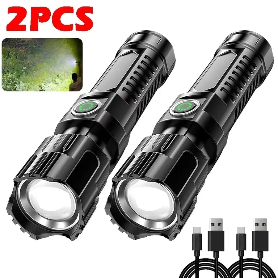 High Strong Power Led Flashlights 2000LM Tactical Torch with Display Light USB Charging Camping Fishing Emergency Zoom Lantern - FitHealthHavenFitHealthHavenFitHealthHaven136:175P50 2PCSP50 2PCSHigh Strong Power Led Flashlights 2000LM Tactical Torch with Display Light USB Charging Camping Fishing Emergency Zoom Lantern