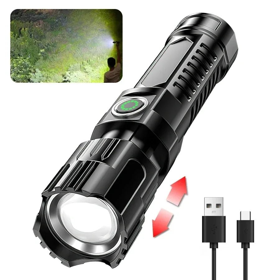 High Strong Power Led Flashlights 2000LM Tactical Torch with Display Light USB Charging Camping Fishing Emergency Zoom Lantern - FitHealthHavenFitHealthHavenFitHealthHaven136:366P50P50High Strong Power Led Flashlights 2000LM Tactical Torch with Display Light USB Charging Camping Fishing Emergency Zoom Lantern