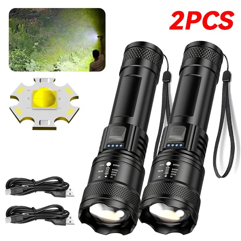 High Strong Power Led Flashlights 2000LM Tactical Torch with Display Light USB Charging Camping Fishing Emergency Zoom Lantern - FitHealthHavenFitHealthHavenFitHealthHaven136:200002572P200 2PCSP200 2PCSHigh Strong Power Led Flashlights 2000LM Tactical Torch with Display Light USB Charging Camping Fishing Emergency Zoom Lantern