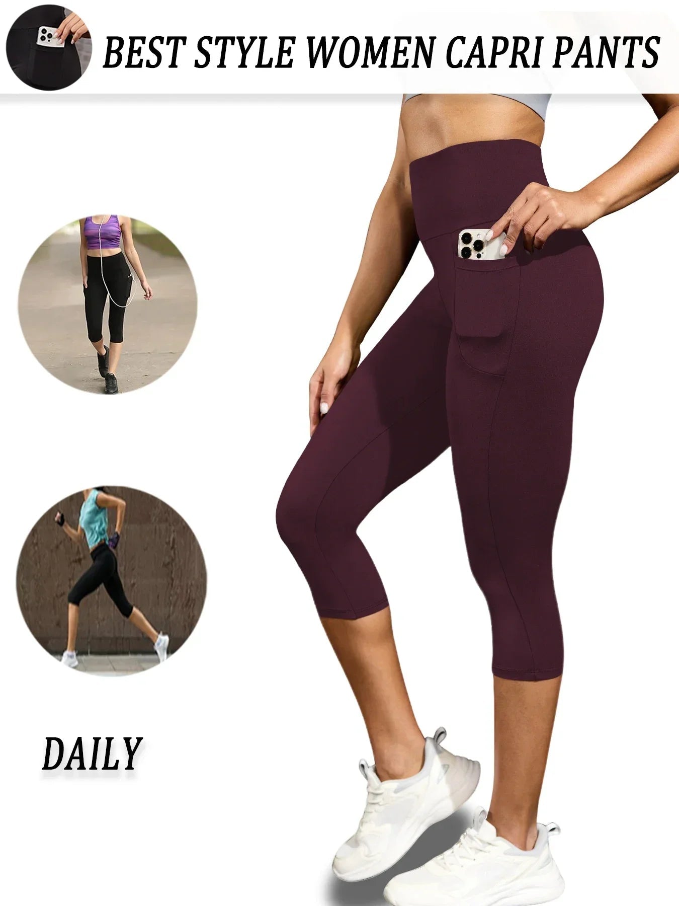 High Waisted capri pants For Women With Pockets Tummy Control No See Through Workout Running Yoga Athletic Push Up Gym Leggings - FitHealthHavenFitHealthHavenFitHealthHaven14:200002984-4;5:872-4XSHigh Waisted capri pants For Women With Pockets Tummy Control No See Through Workout Running Yoga Athletic Push Up Gym Leggings