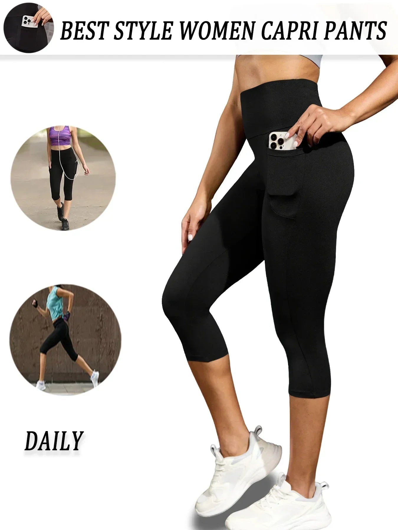 High Waisted capri pants For Women With Pockets Tummy Control No See Through Workout Running Yoga Athletic Push Up Gym Leggings - FitHealthHavenFitHealthHavenFitHealthHaven14:193-1;5:872-1XSHigh Waisted capri pants For Women With Pockets Tummy Control No See Through Workout Running Yoga Athletic Push Up Gym Leggings