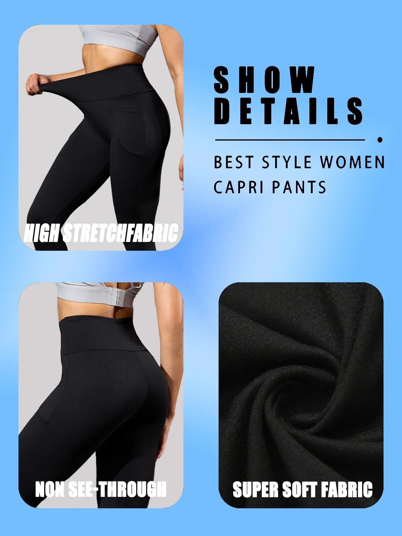 High Waisted capri pants For Women With Pockets Tummy Control No See Through Workout Running Yoga Athletic Push Up Gym Leggings - FitHealthHavenFitHealthHavenFitHealthHaven14:193-1;5:872-1XSHigh Waisted capri pants For Women With Pockets Tummy Control No See Through Workout Running Yoga Athletic Push Up Gym Leggings