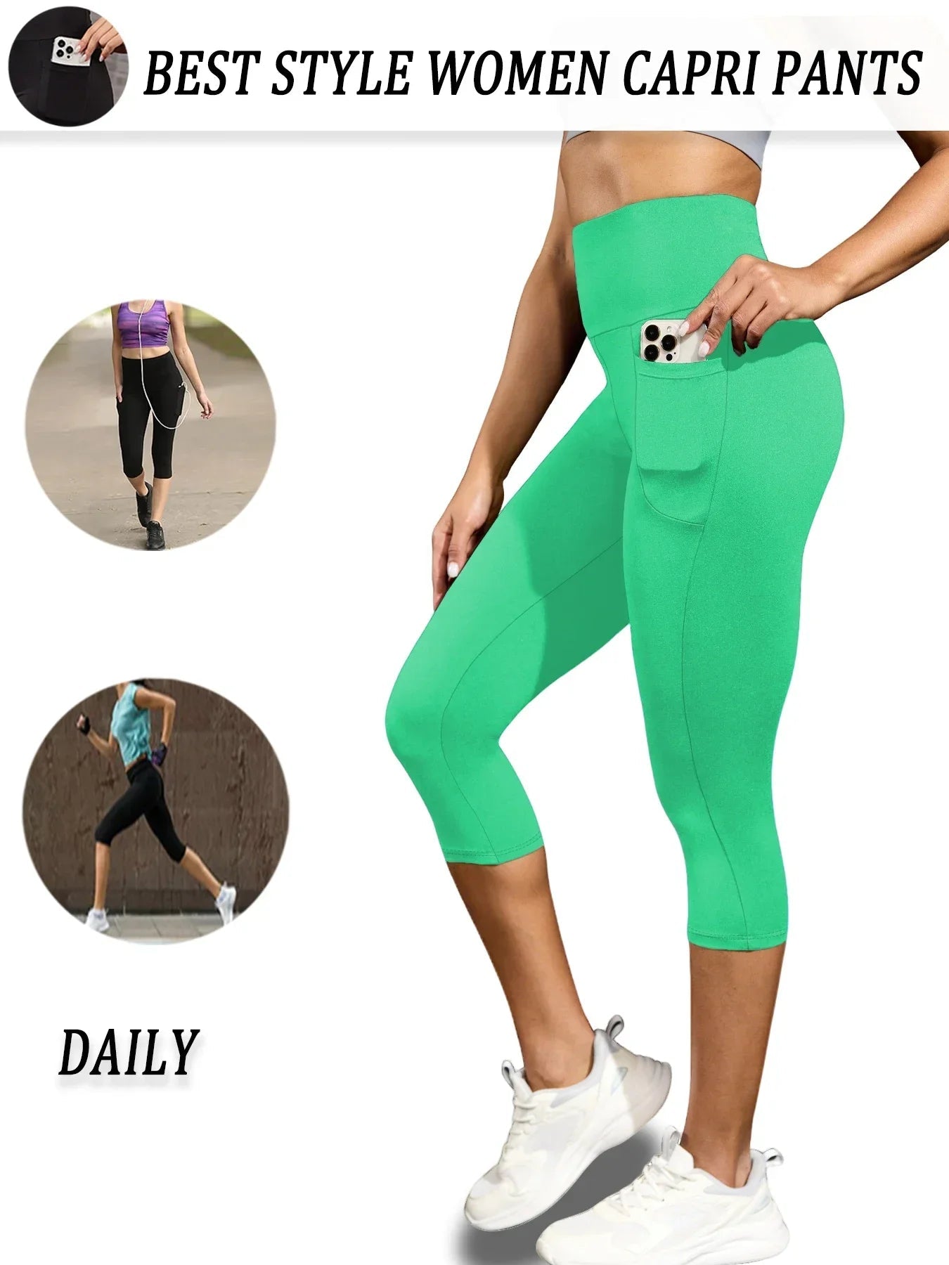 High Waisted capri pants For Women With Pockets Tummy Control No See Through Workout Running Yoga Athletic Push Up Gym Leggings - FitHealthHavenFitHealthHavenFitHealthHaven14:175-12;5:872-12XSHigh Waisted capri pants For Women With Pockets Tummy Control No See Through Workout Running Yoga Athletic Push Up Gym Leggings