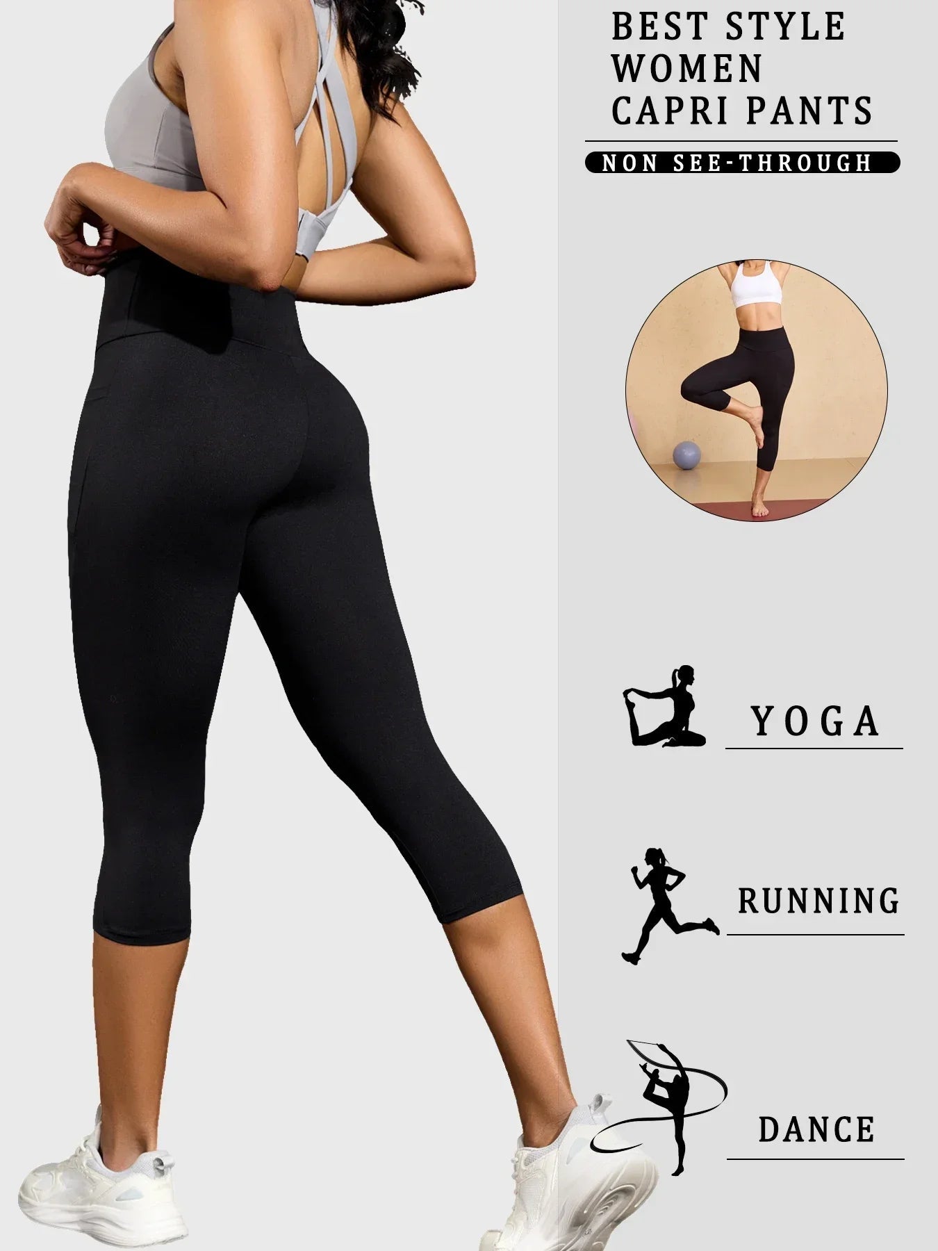 High Waisted capri pants For Women With Pockets Tummy Control No See Through Workout Running Yoga Athletic Push Up Gym Leggings - FitHealthHavenFitHealthHavenFitHealthHaven14:193-1;5:872-1XSHigh Waisted capri pants For Women With Pockets Tummy Control No See Through Workout Running Yoga Athletic Push Up Gym Leggings