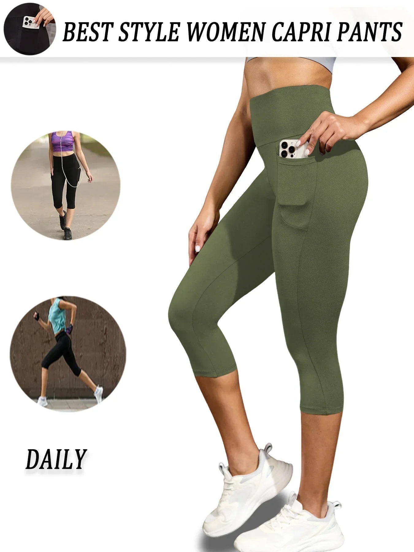 High Waisted capri pants For Women With Pockets Tummy Control No See Through Workout Running Yoga Athletic Push Up Gym Leggings - FitHealthHavenFitHealthHavenFitHealthHaven14:200004889-13;5:872-13XSHigh Waisted capri pants For Women With Pockets Tummy Control No See Through Workout Running Yoga Athletic Push Up Gym Leggings