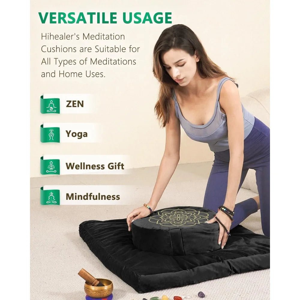 Hihealer Meditation Cushion Set Large Velvet Floor Pillow & Traditional Tibetan Yoga Bolster for Adults Zafu Meditation Mat - FitHealthHavenFitHealthHavenFitHealthHaven200007763:201336106United StatesHihealer Meditation Cushion Set Large Velvet Floor Pillow & Traditional Tibetan Yoga Bolster for Adults Zafu Meditation Mat