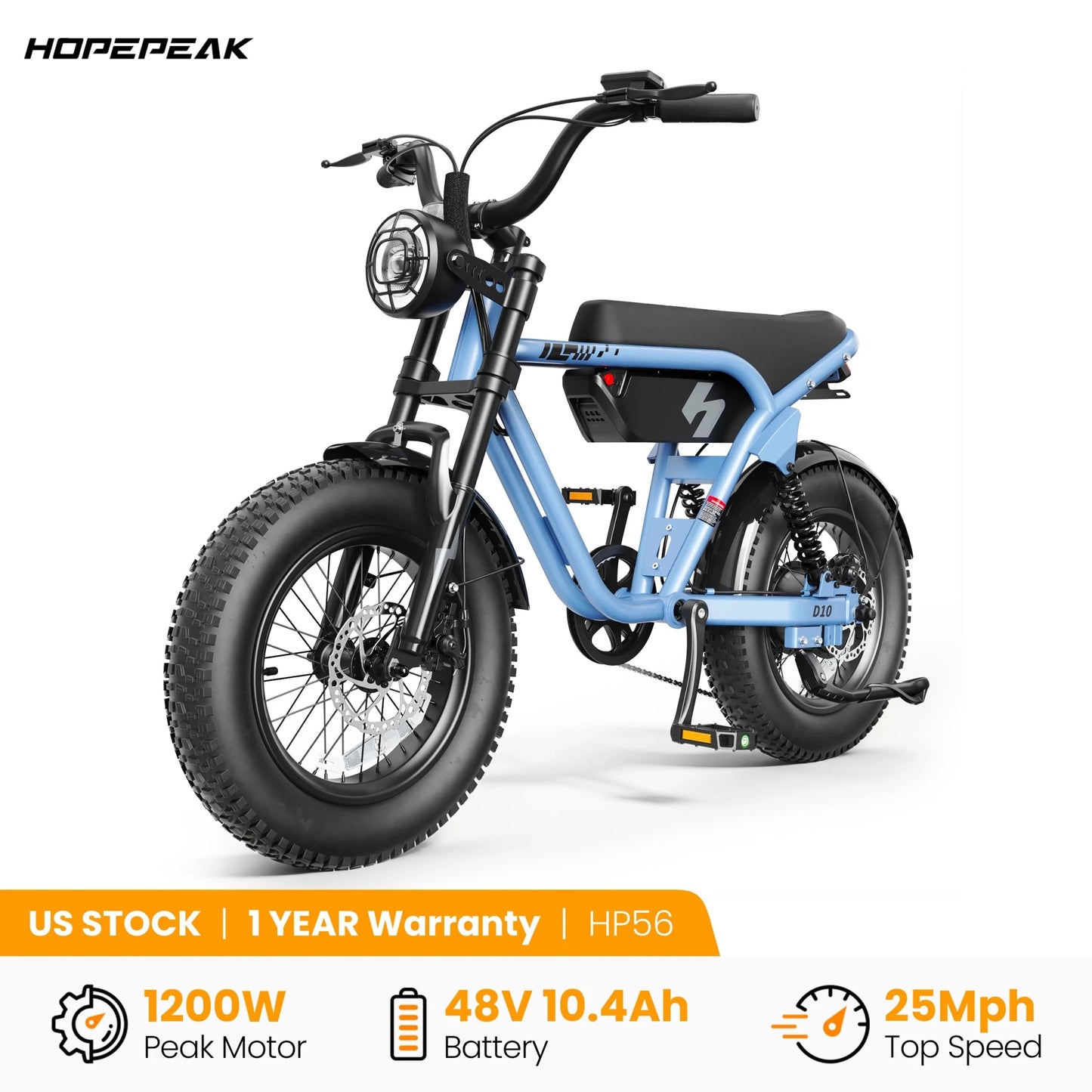 Hopepeak D10 Electric Bike, 16" Fat Tires Electric Mountain Bike, 1200W Peak Motor 48V 10.4Ah, 25 MPH 55Mi Range Off-Road Ebike with Full Suspension - FitHealthHavenFitHealthHavenFitHealthHaven14:173;200007763:201336106BlueUnited StatesHopepeak D10 Electric Bike, 16" Fat Tires Electric Mountain Bike, 1200W Peak Motor 48V 10.4Ah, 25 MPH 55Mi Range Off-Road Ebike with Full Suspension