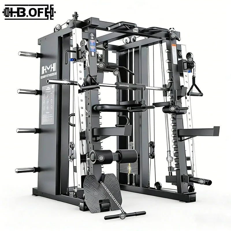 Household Multifunctional Squat Frame Set With Stainless Steel Weights Chair And Barbell Plates Commercial Gantry Smith Machine - FitHealthHavenFitHealthHavenFitHealthHaven14:193setsetHousehold Multifunctional Squat Frame Set With Stainless Steel Weights Chair And Barbell Plates Commercial Gantry Smith Machine