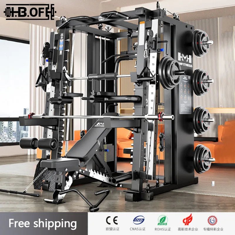 Household Multifunctional Squat Frame Set With Stainless Steel Weights Chair And Barbell Plates Commercial Gantry Smith Machine - FitHealthHavenFitHealthHavenFitHealthHaven14:193setsetHousehold Multifunctional Squat Frame Set With Stainless Steel Weights Chair And Barbell Plates Commercial Gantry Smith Machine
