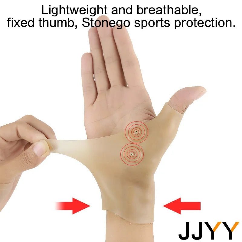 JJYY 1PC Magnetic Therapy Wrist Hand Thumb Support Gloves Silicone Gel Arthritis Pressure Corrector Massage Pain Relief Gloves - FitHealthHavenFitHealthHavenFitHealthHaven14:200006154BeigeBeigeJJYY 1PC Magnetic Therapy Wrist Hand Thumb Support Gloves Silicone Gel Arthritis Pressure Corrector Massage Pain Relief Gloves