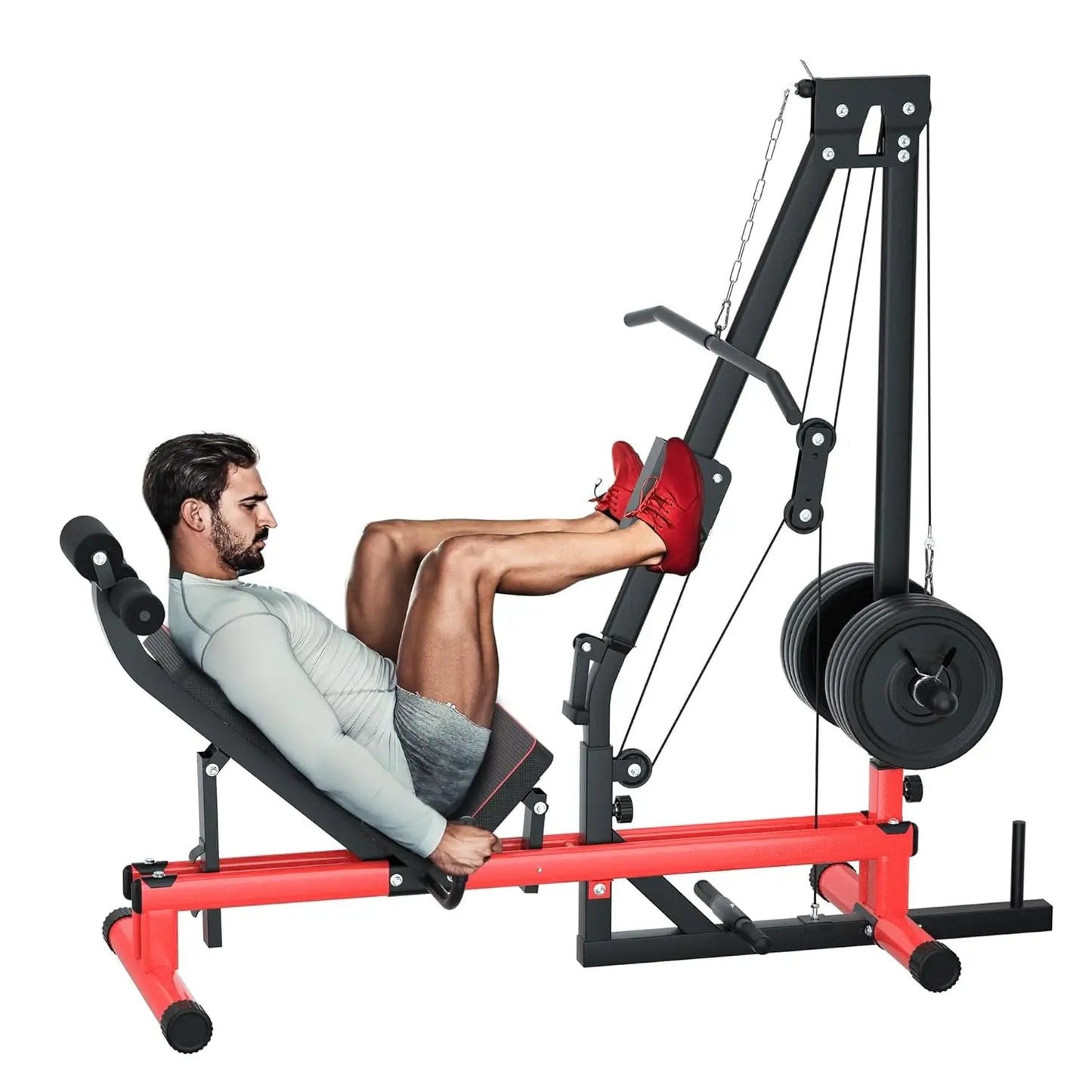 Leg Press Machine & LAT Pull Down - Heavy Duty Full Body Workout Equipment for Home Gym, Effective for Glutes,, Customized - FitHealthHavenFitHealthHavenFitHealthHaven14:115Black Red;200007763:201336106Black RedUnited StatesLeg Press Machine & LAT Pull Down - Heavy Duty Full Body Workout Equipment for Home Gym, Effective for Glutes,, Customized
