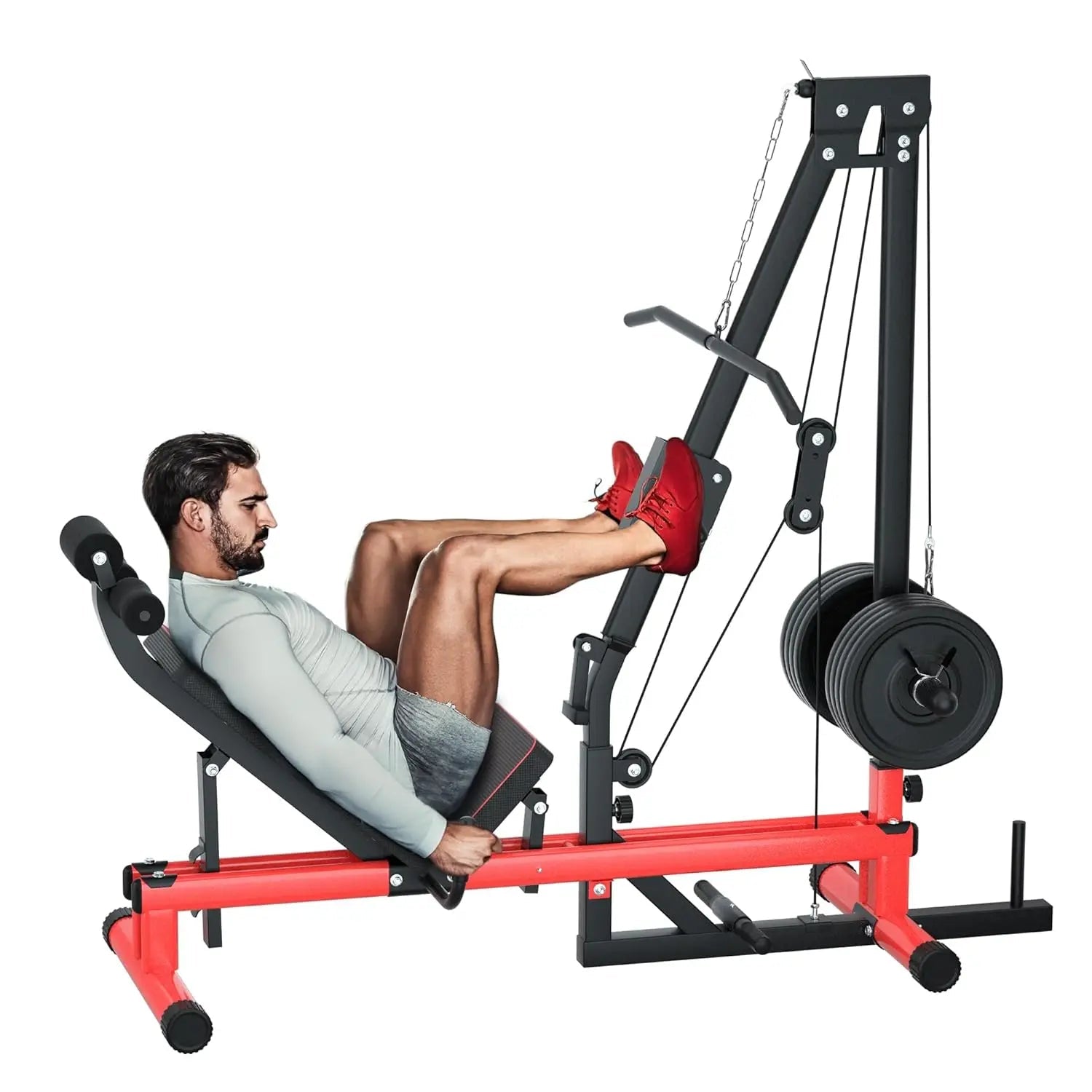 Leg Press Machine & LAT Pull Down - Heavy Duty Full Body Workout Equipment for Home Gym, Effective for Glutes,, Customized - FitHealthHavenFitHealthHavenFitHealthHaven14:115Black Red;200007763:201336106Black RedUnited StatesLeg Press Machine & LAT Pull Down - Heavy Duty Full Body Workout Equipment for Home Gym, Effective for Glutes,, Customized