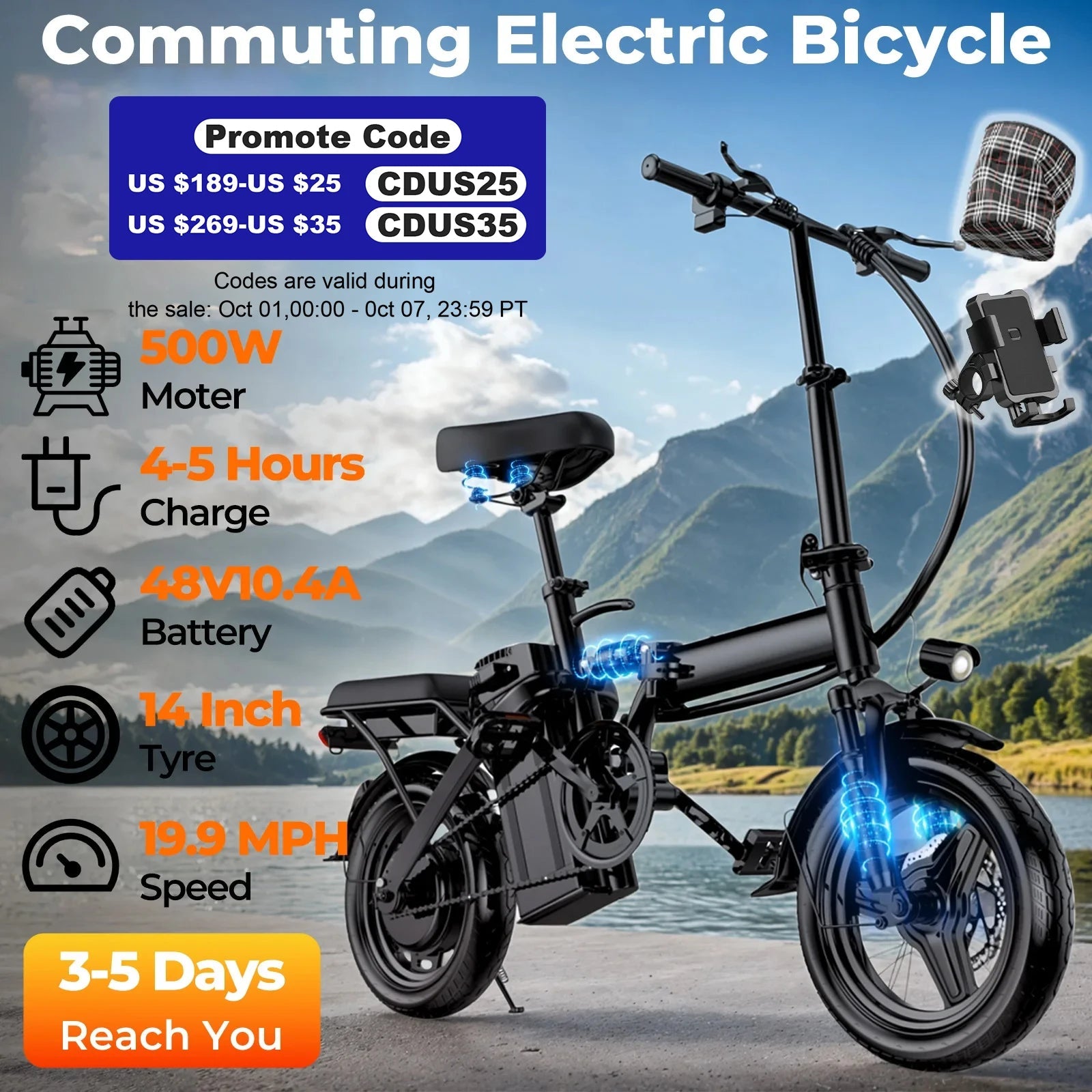 LELEKUAI 500W Adult Electric Bike, 20 MPH, 48V 10.4Ah Removable Battery, 14 Inch Folding Electric Bike, Multi-Shock Absorption - FitHealthHavenFitHealthHavenFitHealthHaven14:193;200007763:201336106;5:20001180114inblack14inUnited StatesLELEKUAI 500W Adult Electric Bike, 20 MPH, 48V 10.4Ah Removable Battery, 14 Inch Folding Electric Bike, Multi-Shock Absorption