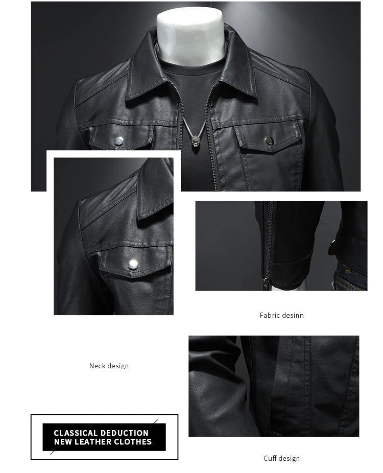 Men's lapel leather jacket autumn oversized slim motorcycle riding suit winter thickened PU leather waterproof work clothes - FitHealthHavenFitHealthHavenFitHealthHaven14:193;5:4182blackXXLMen's lapel leather jacket autumn oversized slim motorcycle riding suit winter thickened PU leather waterproof work clothes