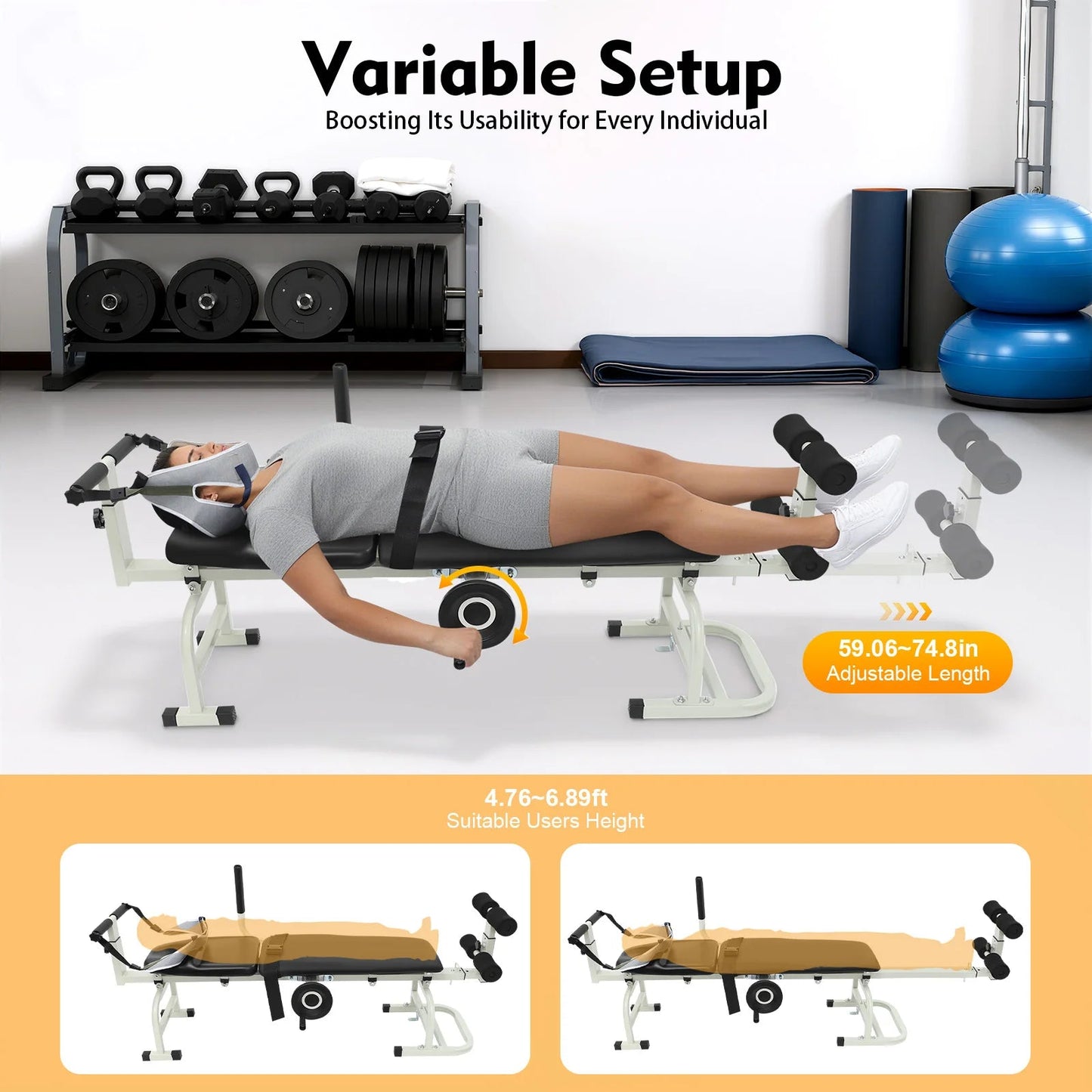Multifunctional Cervical Lumbar Traction Bed Portable Spine Stretcher Traction Device Floor Standing Neck Stretcher Capacity 150kg Load Adjustable Length (150-190cm) for Home Use, Rehabilitation Centers, Clinics, Hospitals - FitHealthHavenFitHealthHavenFitHealthHaven14:193;200007763:201336106blackUnited StatesMultifunctional Cervical Lumbar Traction Bed Portable Spine Stretcher Traction Device Floor Standing Neck Stretcher Capacity 150kg Load Adjustable Length (150-190cm) for Home Use, Rehabilit