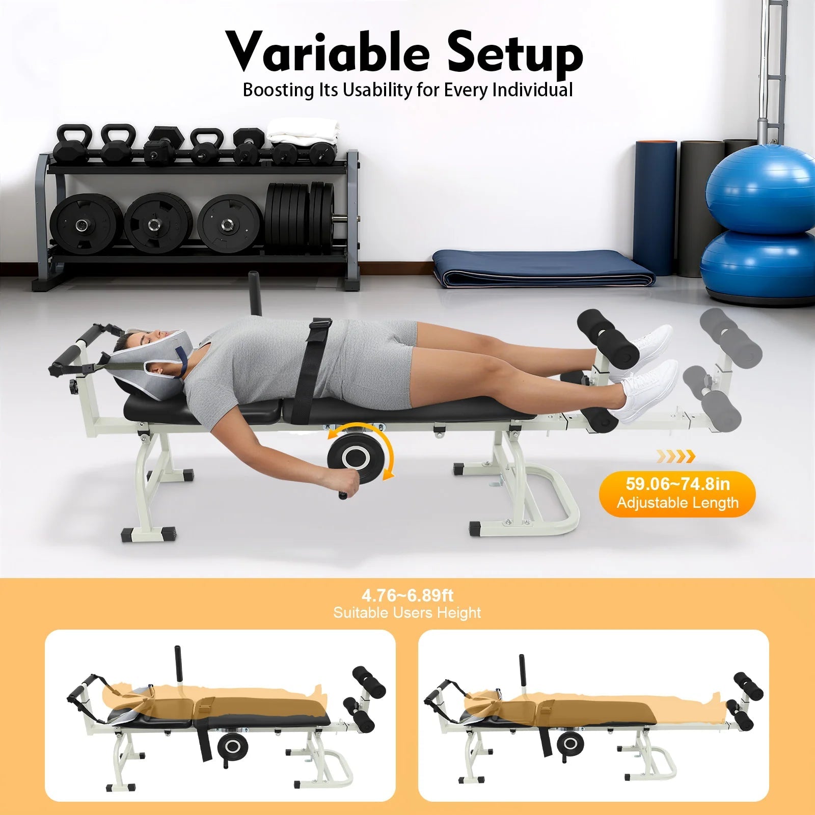 Multifunctional Cervical Lumbar Traction Bed Portable Spine Stretcher Traction Device Floor Standing Neck Stretcher Capacity 150kg Load Adjustable Length (150-190cm) for Home Use, Rehabilitation Centers, Clinics, Hospitals - FitHealthHavenFitHealthHavenFitHealthHaven14:193;200007763:201336106blackUnited StatesMultifunctional Cervical Lumbar Traction Bed Portable Spine Stretcher Traction Device Floor Standing Neck Stretcher Capacity 150kg Load Adjustable Length (150-190cm) for Home Use, Rehabilit