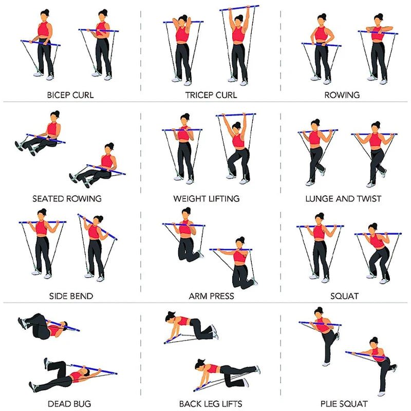 Multifunctional Pilates Bar Combination Fitness Bar Yoga Chest Expansion Tension Rope Back Trainer Elastic Rope Stretching Belt - FitHealthHavenFitHealthHavenFitHealthHaven14:350850BlueBlueMultifunctional Pilates Bar Combination Fitness Bar Yoga Chest Expansion Tension Rope Back Trainer Elastic Rope Stretching Belt