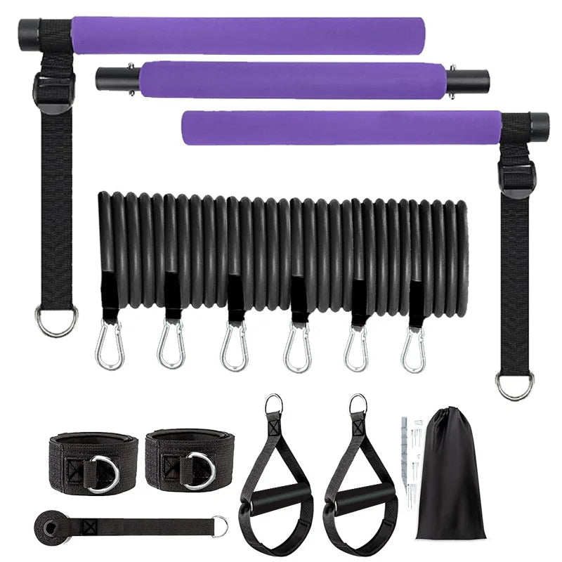 Multifunctional Pilates Bar Combination Fitness Bar Yoga Chest Expansion Tension Rope Back Trainer Elastic Rope Stretching Belt - FitHealthHavenFitHealthHavenFitHealthHaven14:175Purple-180LBSPurple-180LBSMultifunctional Pilates Bar Combination Fitness Bar Yoga Chest Expansion Tension Rope Back Trainer Elastic Rope Stretching Belt
