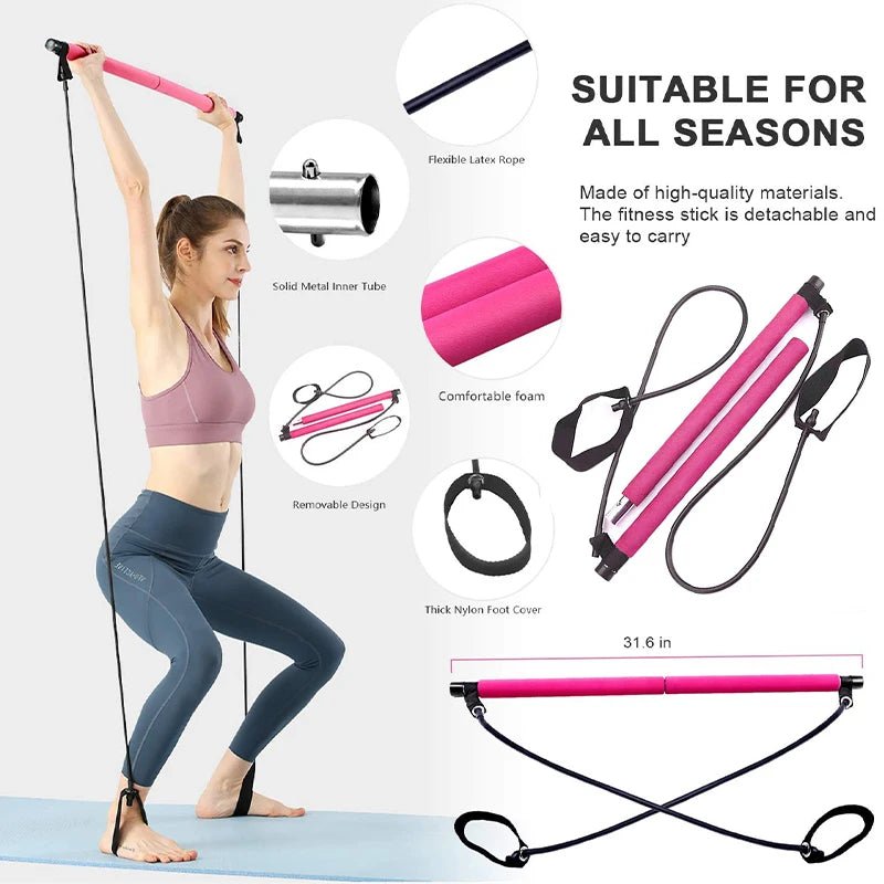 Multifunctional Pilates Bar Combination Fitness Bar Yoga Chest Expansion Tension Rope Back Trainer Elastic Rope Stretching Belt - FitHealthHavenFitHealthHavenFitHealthHaven14:350850BlueBlueMultifunctional Pilates Bar Combination Fitness Bar Yoga Chest Expansion Tension Rope Back Trainer Elastic Rope Stretching Belt