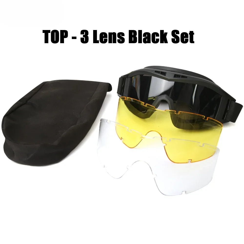 New Airsoft Tactical Goggles 3 Lens Windproof Dustproof Shooting Motocross Motorcycle Mountaineering Glasses CS Safe Protection - FitHealthHavenFitHealthHavenFitHealthHaven14:103 Lens Black3 Lens BlackNew Airsoft Tactical Goggles 3 Lens Windproof Dustproof Shooting Motocross Motorcycle Mountaineering Glasses CS Safe Protection