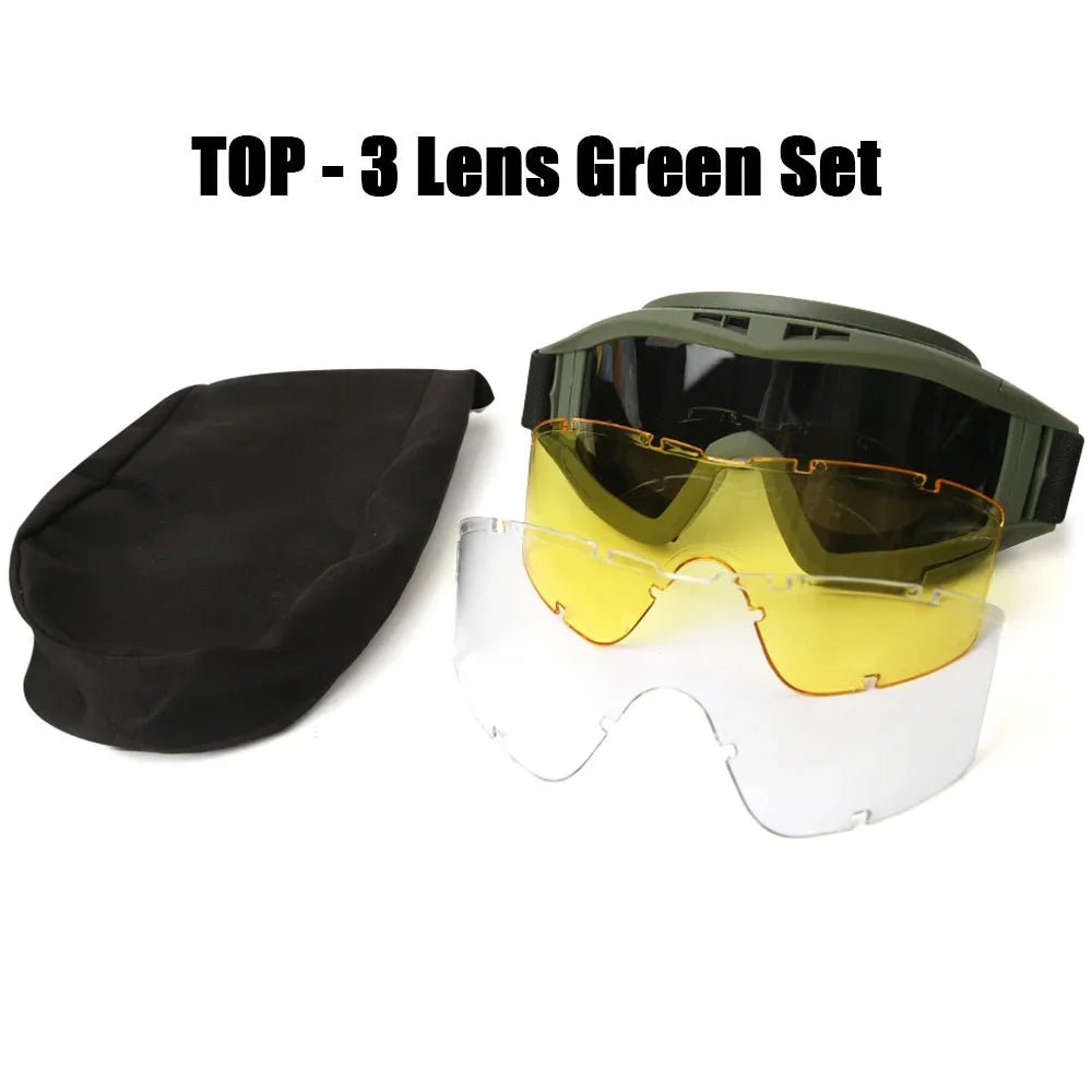 New Airsoft Tactical Goggles 3 Lens Windproof Dustproof Shooting Motocross Motorcycle Mountaineering Glasses CS Safe Protection - FitHealthHavenFitHealthHavenFitHealthHaven14:293 Lens Green3 Lens GreenNew Airsoft Tactical Goggles 3 Lens Windproof Dustproof Shooting Motocross Motorcycle Mountaineering Glasses CS Safe Protection